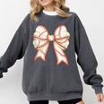 Coquette Bow Baseball Mama Baseball Mom Women Comfort Colors Sweatshirt Pepper