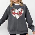 Cute Baseball Mom Heart Mother's Day Sport Mama Mom Life Comfort Colors Sweatshirt Pepper