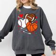 Cute Heart Baseball Basketball Football Valentine Boy Men Comfort Colors Sweatshirt Pepper