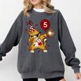 Dabbing Cool Cat Baseball 5th Birthday Comfort Colors Sweatshirt Pepper
