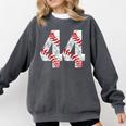 Distressed Baseball Number 44 Jersey Uniform Player Fan Comfort Colors Sweatshirt Pepper