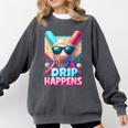 Drip Happens Baseball Ice Cream Bat And Ball With Sunglasses Comfort Colors Sweatshirt Pepper