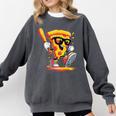 Drippy Pizza Baseball Slice Cartoon Sports Food Comfort Colors Sweatshirt Pepper