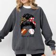 Football Mom Baseball Mom Of Both Messy Bun Mother's Day Premium Tri-Blend Comfort Colors Sweatshirt Pepper Football Mom Baseball Mom Of Both Messy Bun Mother's Day Premium Tri-Blend Comfort Colors Sweatshirt Pepper