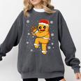 Gingerbread Man Baseball Christmas Comfort Colors Sweatshirt Pepper
