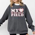 My Heart Is On That Court Baseball Mom Comfort Colors Sweatshirt Pepper