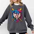 HUGvyn 7th Birthday Baseball Ice Cream Drip Number 7 Kid Boy Comfort Colors Sweatshirt Pepper HUGvyn 7th Birthday Baseball Ice Cream Drip Number 7 Kid Boy Comfort Colors Sweatshirt Pepper
