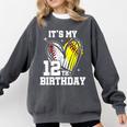 It's My 12th Birthday Baseball Softball Heart 12 Year Old Comfort Colors Sweatshirt Pepper