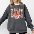 Leopard Checkered Game Day Baseball Coquette Bow Women Girls Comfort Colors Sweatshirt Pepper Leopard Checkered Game Day Baseball Coquette Bow Women Girls Comfort Colors Sweatshirt Pepper