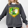 Leprechaun Baseball St Patricks Day Ice Cream Drip Men Boys Comfort Colors Sweatshirt Pepper