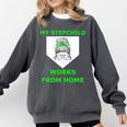 Messy Bun Baseball Mom My Stepchild Works From Home Comfort Colors Sweatshirt Pepper
