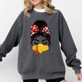 Messy Bun Baseball Mom Turkey Face Matching Thanksgiving Comfort Colors Sweatshirt Pepper Messy Bun Baseball Mom Turkey Face Matching Thanksgiving Comfort Colors Sweatshirt Pepper