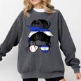 Nicaraguan Baseball Mom Nicaragua Flag Baseball Girl Comfort Colors Sweatshirt Pepper