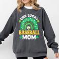 One Lucky Baseball Mom St Patricks Day Rainbow Mother Mama Comfort Colors Sweatshirt Pepper