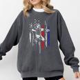 Patriotic Baseball Catcher American Flag Sports Tee Comfort Colors Sweatshirt Pepper