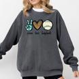 Peace Love Baseball Lover Motif For Women Pink Baseball Mom Comfort Colors Sweatshirt Pepper Peace Love Baseball Lover Motif For Women Pink Baseball Mom Comfort Colors Sweatshirt Pepper