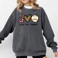 Peace Love Baseball Mom Leopard Print Cheetah Pattern Comfort Colors Sweatshirt Pepper