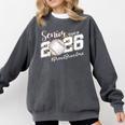 Proud Senior Grandma Class Of 2026 Baseball Graduate Leopard Comfort Colors Sweatshirt Pepper