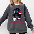 Puerto Rico Baseball Mom Messy Bun Boricua Comfort Colors Sweatshirt Pepper Puerto Rico Baseball Mom Messy Bun Boricua Comfort Colors Sweatshirt Pepper