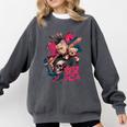 Punk Girl With Anger Kanji And Baseball Bat Comfort Colors Sweatshirt Pepper Punk Girl With Anger Kanji And Baseball Bat Comfort Colors Sweatshirt Pepper
