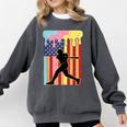 Retro Baseball Drip Boys Ice Cream Patriotic American Flag Comfort Colors Sweatshirt Pepper