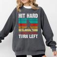 Retro Hit Hard Run Fast Turn Left Baseball Lover Comfort Colors Sweatshirt Pepper