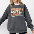 Weekends Coffee Baseball Retro Vibes Comfort Colors Sweatshirt Pepper