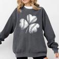 Shamrock Irish Green St Patrick's Baseball Softball Comfort Colors Sweatshirt Pepper