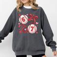 Six Seven Baseball Lover Sports Red Heart Bow Valentine Girl Comfort Colors Sweatshirt Pepper