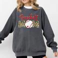Sport Mom Leopard Mother's Day Baseball Mommy Mama Comfort Colors Sweatshirt Pepper