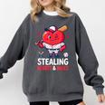 Stealing Hearts And Bases Baseball Player Valentine's Day Comfort Colors Sweatshirt Pepper