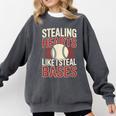 Stealing Hearts Like I Steal Bases Baseball Valentine Retro Comfort Colors Sweatshirt Pepper