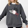 That's My Boy Leopard Heart Baseball Mom Premium Comfort Colors Sweatshirt Pepper
