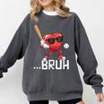 Valentines Bruh Red Heart Playing Baseball Men Boys Kids Comfort Colors Sweatshirt Pepper Valentines Bruh Red Heart Playing Baseball Men Boys Kids Comfort Colors Sweatshirt Pepper