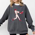 Valentines Day Baseball Batter Silhouette Heart For Men Boys Comfort Colors Sweatshirt Pepper