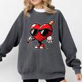Valentines Day Baseball Heart Bat Sunglasses Men Boys Kids Comfort Colors Sweatshirt Pepper