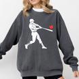 Valentines US Baseball Player Silhouette Heart Comfort Colors Sweatshirt Pepper