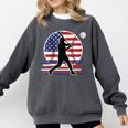 Women's Batter Patriotic American Flag Baseball Silks Comfort Colors Sweatshirt Pepper Women's Batter Patriotic American Flag Baseball Silks Comfort Colors Sweatshirt Pepper