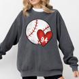 Womens Custom Baseball Mom Number 94 Heart For Mom Mommy Comfort Colors Sweatshirt Pepper