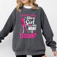 Women's Play Like A Girl Softball Baseball Girls Comfort Colors Sweatshirt Pepper