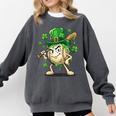 Women's St Patricks Day Baseball Leprechaun Shamrock Player Boys Kid Comfort Colors Sweatshirt Pepper