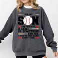 Yes Son Has Practice a Game Baseball Mom Comfort Colors Sweatshirt Pepper