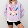 6 7 Baseball Dripping Six Seven Gen Alpha Slang Comfort Colors Sweatshirt Crimson