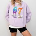 67 Meme Baseball Kids Girls Humor Number 6 7 Comfort Colors Sweatshirt Crimson