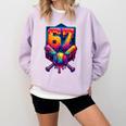 67 Meme Trendy Baseball Number 67 Player Six Seven Comfort Colors Sweatshirt Crimson 67 Meme Trendy Baseball Number 67 Player Six Seven Comfort Colors Sweatshirt Crimson