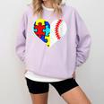 Autism Baseball Heart Autism Puzzle Baseball Mom Comfort Colors Sweatshirt Crimson