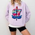 Baseball Bat Hands Drip 67 Six Seven Gen Alpha Slang Meme Comfort Colors Sweatshirt Crimson