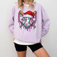 Baseball Christmas Santa Hat Baseball Christmas Drip Comfort Colors Sweatshirt Crimson