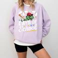 Baseball Dinosaur 100 Days Of School Kids Theme Comfort Colors Sweatshirt Crimson
