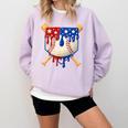Baseball Drip American Flag Home Plate 4th Of July Patriotic Comfort Colors Sweatshirt Crimson